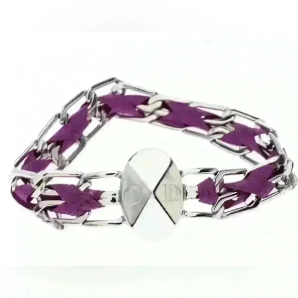 Dior Silver and Purple Magnetic Chain Bracelet - Picture 5 of 7